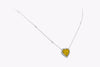 GIA Certified 4.02 Carats Heart Shape Yellow Diamond Halo Pendant Necklace