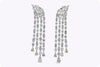 12.53 Carat Total Four Strand Multi Shape Diamond Dangle Earrings in White Gold