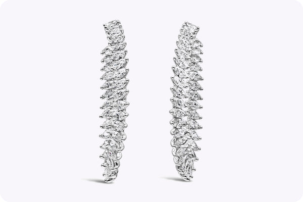 5.71 Carat Total Marquise Cut Unique Style Diamond Hoop Earrings in White Gold