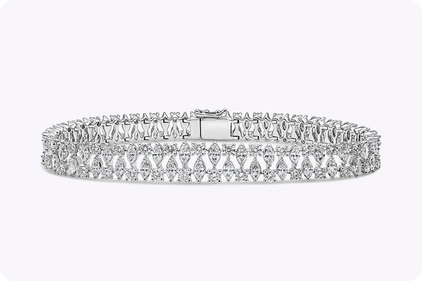 7.33 Carat Total Mixed Cut Diamond Bracelet in White Gold