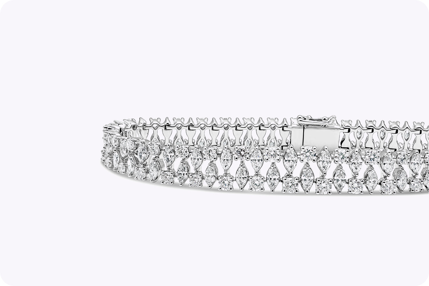 7.33 Carat Total Mixed Cut Diamond Bracelet in White Gold