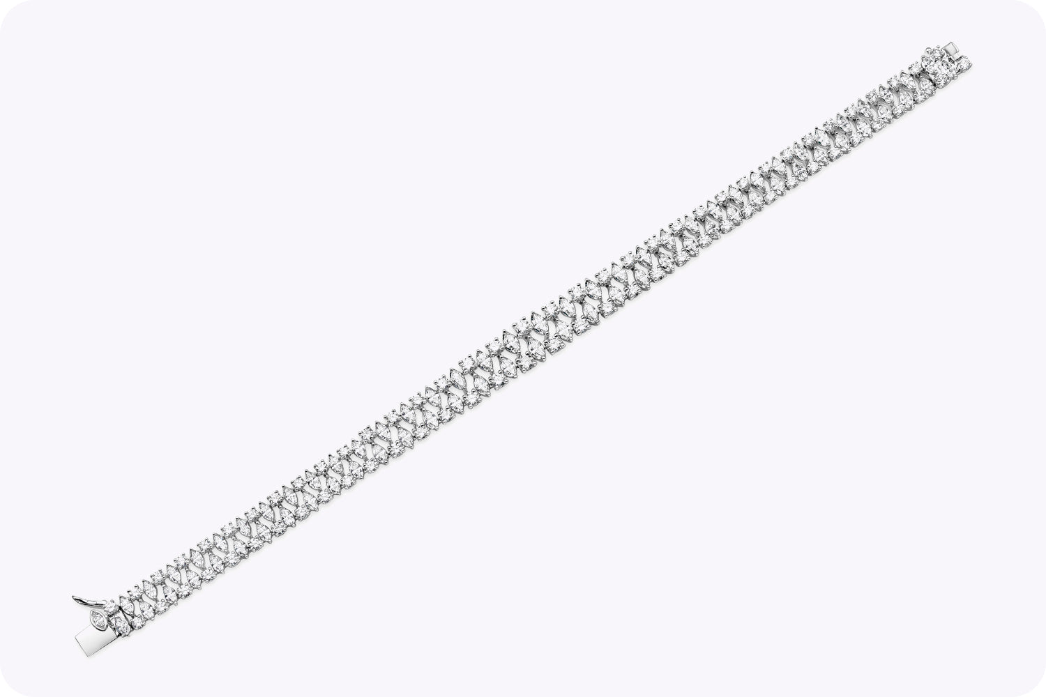 7.33 Carat Total Mixed Cut Diamond Bracelet in White Gold