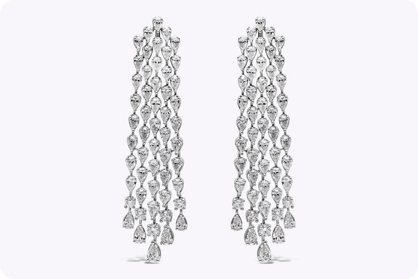 8.10 Carat Total Pear Shape Waterfall Chandelier Diamond Earrings in White Gold