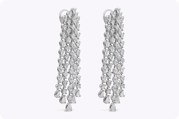 8.10 Carat Total Pear Shape Waterfall Chandelier Diamond Earrings in White Gold