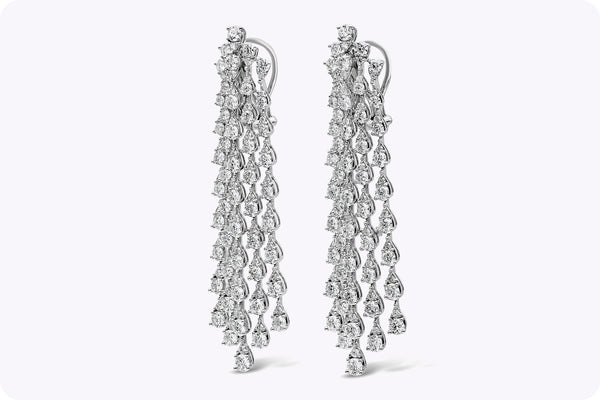 9.98 Carat Total Pear Shape Waterfall Chandelier Diamond Earrings in White Gold