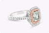 GIA Certified 1.53 Carats Cushion Cut Diamond Double Halo Engagement Ring in White Gold