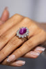 AGTA Certified 11.03 Carats Natural Cabochon Star Ruby Halo Cocktail Ring in Platinum