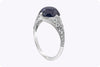 4.42 Carats Total Cabochon Blue Sapphire & Diamond Fashion Ring in Platinum