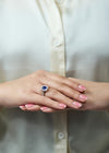 GIA Certified 2.11 Carats Cushion Cut Blue Sapphire & Diamond Halo Engagement Ring