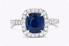 GIA Certified 2.75 Carats Blue Sapphire & Diamond Halo Engagement Ring in Platinum