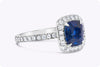 GIA Certified 2.75 Carats Blue Sapphire & Diamond Halo Engagement Ring in Platinum