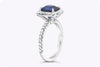 GIA Certified 2.75 Carats Blue Sapphire & Diamond Halo Engagement Ring in Platinum