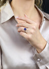 GIA Certified 3.84 Carats Blue Sapphire & Diamond Engagement Ring in Platinum