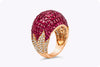 9.68 Carat Total Ruby and Diamond Fashion Dome Ring in Rose Gold