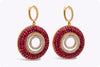 7.27 Carats Total Ruby and Diamond Open-Work Circular Dangle Earrings in Rose Gold