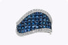 3.79 Carat Total Invisible Set Blue Sapphire and Diamond Curved Fashion Ring in White Gold