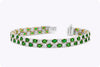 7.79 Carats Oval Cut Emerald Alternating with Diamond Two Row Tennis Bracelet in Two-Toned Gold