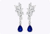 3.03 Carats Total Pear Shape Sapphire with Diamond Dangle Earrings in White Gold