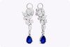 3.03 Carats Total Pear Shape Sapphire with Diamond Dangle Earrings in White Gold