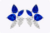 4.08 Carats Total Mixed Cut Sapphire & Diamond Stud Earrings in White Gold