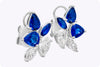 4.08 Carats Total Mixed Cut Sapphire & Diamond Stud Earrings in White Gold