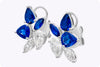 4.08 Carats Total Mixed Cut Sapphire & Diamond Stud Earrings in White Gold