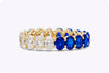5.54 Carats Total Oval Cut Half Blue Sapphire & Diamond Eternity Wedding Band in Yellow Gold