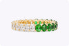 3.37 Carats Total Oval Cut Half Green Emerald & Diamond Eternity Wedding Band in Yellow Gold