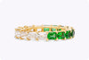3.83 Carats Total Mixed Cut Emerald & Diamond Eternity Wedding Band in Yellow Gold