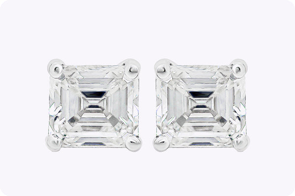 0.27 Carats Total Asscher Cut Diamond Stud Earrings in White Gold