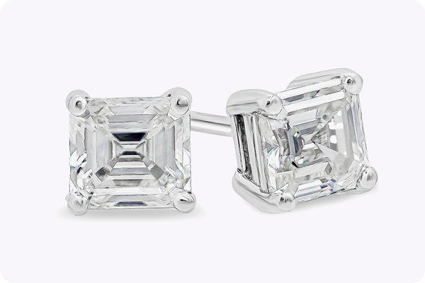 0.27 Carats Total Asscher Cut Diamond Stud Earrings in White Gold