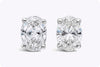 0.95 Carat Total Brilliant Oval Cut Diamond Stud Earrings in White Gold