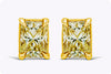 1.07 Carat Total Radiant Cut Fancy Yellow Diamond Stud Earrings in Yellow Gold