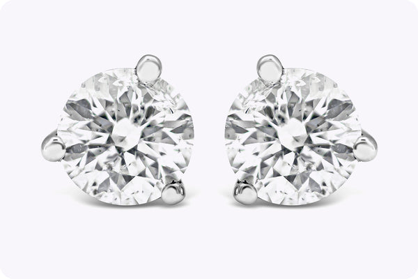 0.61 Carat Round Diamond Stud Earrings in White Gold