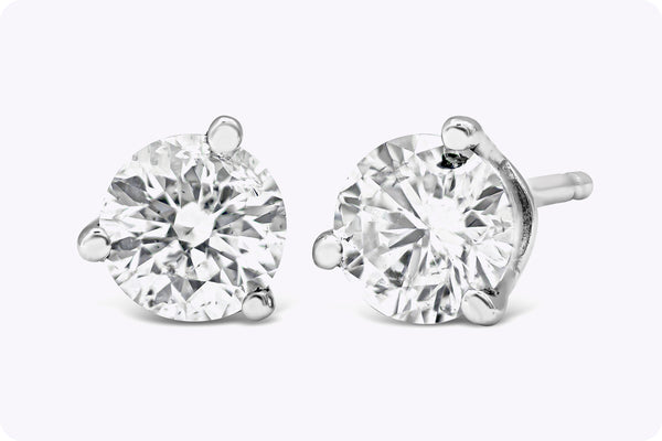 0.61 Carat Round Diamond Stud Earrings in White Gold