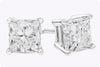 1.04 Carats Total Princess Cut Diamond Stud Earrings in White Gold