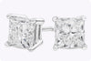 1.04 Carats Total Princess Cut Diamond Stud Earrings in White Gold