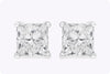 1.90 Carats Total EGL Certified Princess Cut Diamond Stud Earrings in White Gold