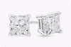 1.90 Carats Total Princess Cut Diamond Stud Earrings in White Gold