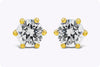 0.39 Carat Round Diamond Stud Earrings in Yellow Gold