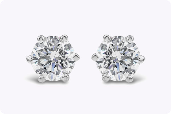 0.75 Carats Total Brilliant Round Shape Diamond Stud Earrings in White Gold