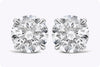 GIA Certified 2.49 Carat Total Round Diamond  Solitaire Stud Earrings