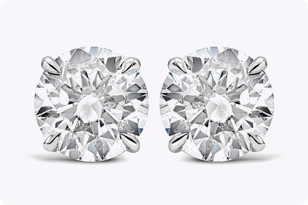 GIA Certified 2.49 Carat Total Round Diamond  Solitaire Stud Earrings