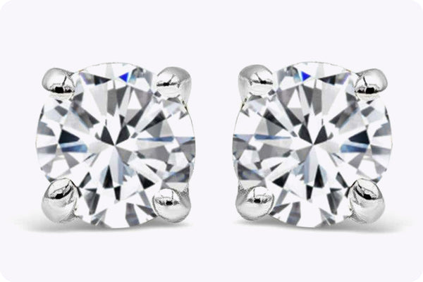 0.30 Carats Total Brilliant Round Shape Diamond Stud Earrings in White Gold