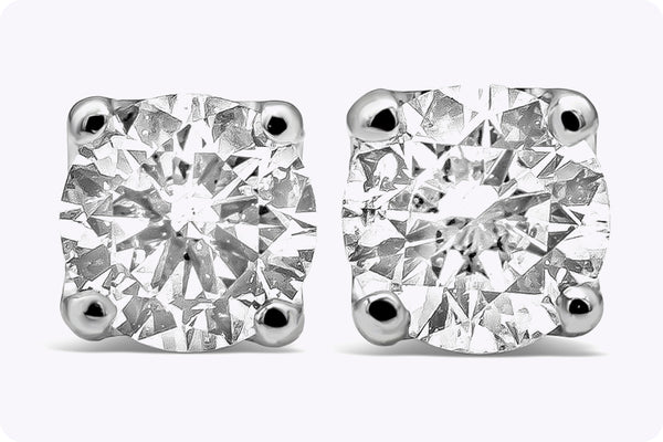 0.80 Carat Total Round Diamond Stud Earrings in Platinum