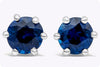 0.67 Carat Total Round Blue Sapphires Six-Prong Stud Earrings in White Gold