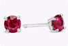 1.12 Carat Total Round Cut Ruby Four-Prong Stud Earrings in White Gold