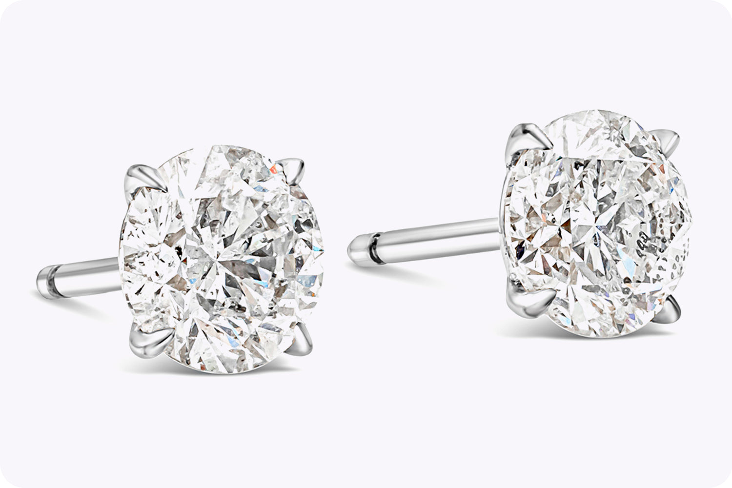 GIA Certified 2.50 Carats Total Round Diamond Stud Earrings in White Gold