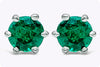 0.40 Carat Total Round Green Emeralds Stud Earrings in White Gold