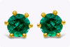 0.41 Carat Total Round Green Emerald Stud Earrings in Yellow Gold